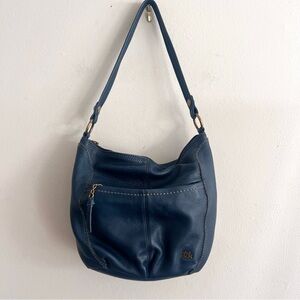 The Sak Blue pebbled Leather Shoulder Bag in lovely condition brass acce…